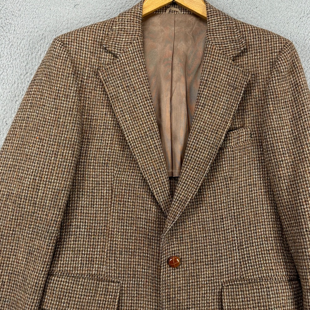 Richman Brothers Men Harris Tweed Sport Coat Blazer 38R Brown Pure Scottish Wool